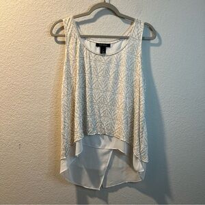 Women’s White House black market gold patterned open back sleeveless blouse